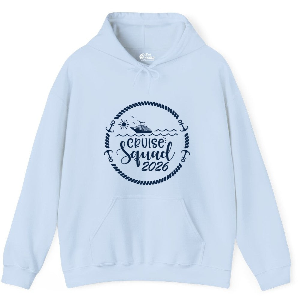Cruise Squad 2026 Shirt - Family Cruise Shirt Group Apparel (Hoodie) in Light Blue - Cruise Squad 2026 Shirt - Nautical Rope Anchor Family Group Tee