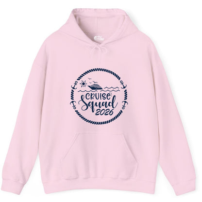 Cruise Squad 2026 Shirt - Family Cruise Shirt Group Apparel (Hoodie) in Light Pink - Cruise Squad 2026 Shirt - Nautical Rope Anchor Family Group Tee