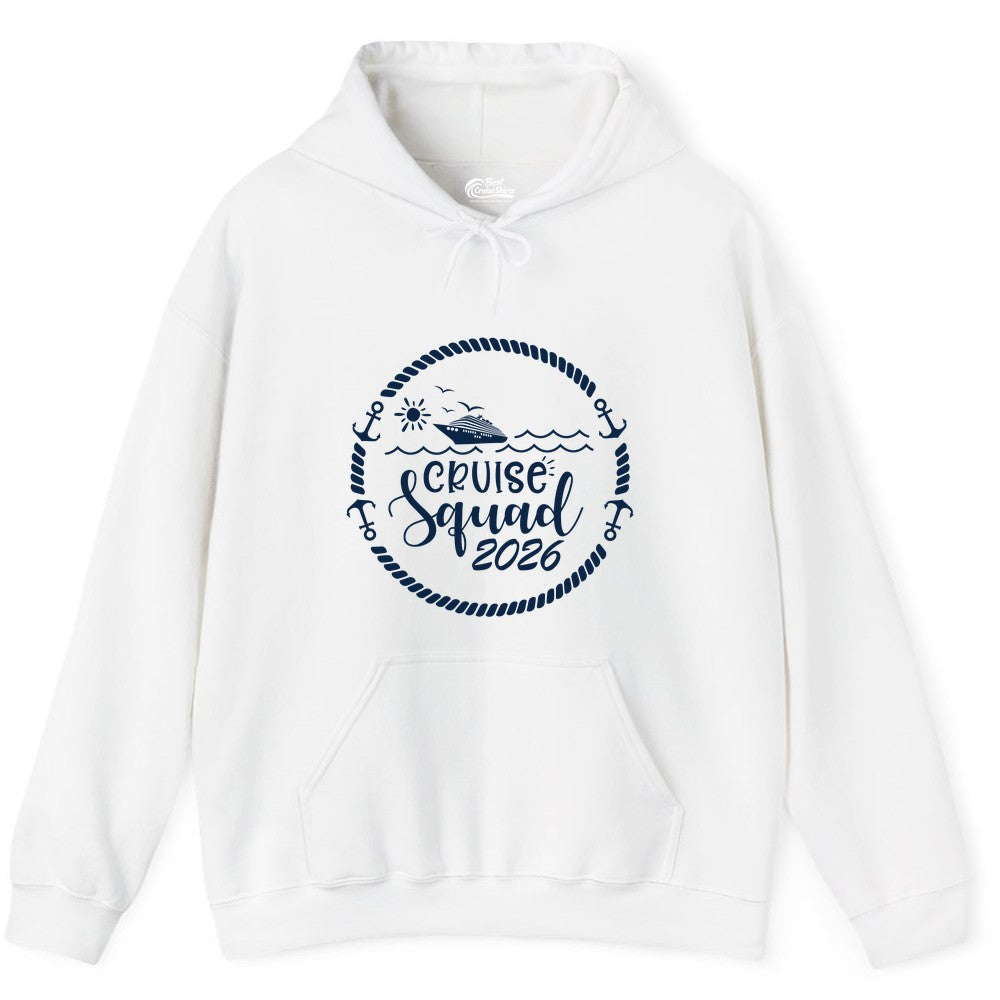 Cruise Squad 2026 Shirt - Family Cruise Shirt Group Apparel (Hoodie) in White - Cruise Squad 2026 Shirt - Nautical Rope Anchor Family Group Tee