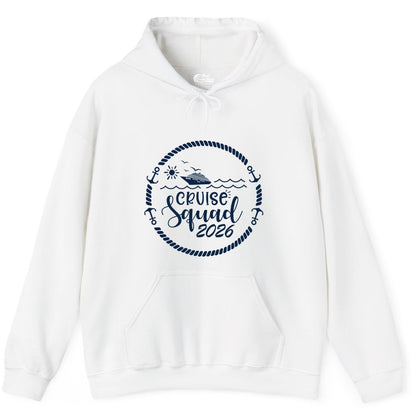 Cruise Squad 2026 Shirt - Family Cruise Shirt Group Apparel (Hoodie) in White - Cruise Squad 2026 Shirt - Nautical Rope Anchor Family Group Tee