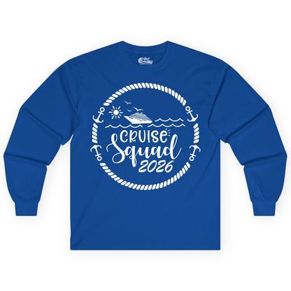 Cruise Squad 2026 Shirt - Family Cruise Shirt Group Apparel (Long Sleeve) in Royal - Cruise Squad 2026 Shirt - Nautical Rope Anchor Family Group Tee