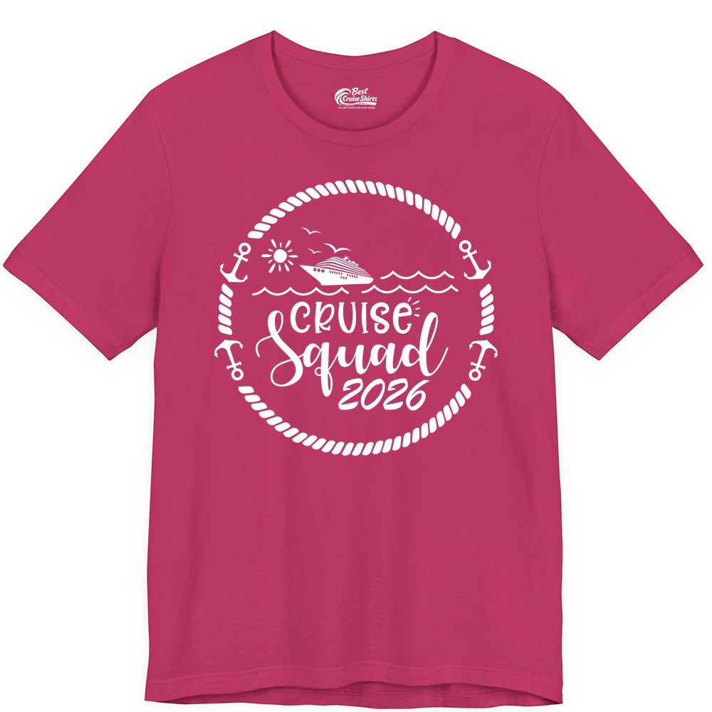 Cruise Squad 2026 Shirt - Family Cruise Shirt Group Apparel (Premium Tee) in Berry - Cruise Squad 2026 Shirt - Nautical Rope Anchor Family Group Tee