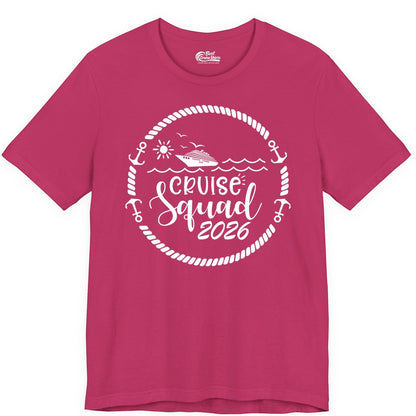 Cruise Squad 2026 Shirt - Family Cruise Shirt Group Apparel (Premium Tee) in Berry - Cruise Squad 2026 Shirt - Nautical Rope Anchor Family Group Tee
