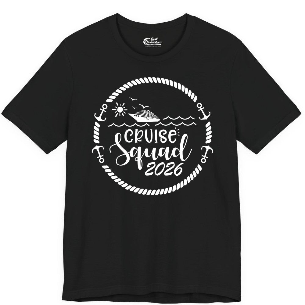 Cruise Squad 2026 Shirt - Family Cruise Shirt Group Apparel (Premium Tee) in Black - Cruise Squad 2026 Shirt - Nautical Rope Anchor Family Group Tee