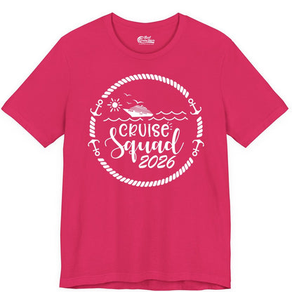 Cruise Squad 2026 Shirt - Family Cruise Shirt Group Apparel (Premium Tee) in Fuchsia - Cruise Squad 2026 Shirt - Nautical Rope Anchor Family Group Tee