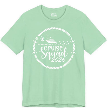 Cruise Squad 2026 Shirt - Family Cruise Shirt Group Apparel (Premium Tee) in Mint - Cruise Squad 2026 Shirt - Nautical Rope Anchor Family Group Tee