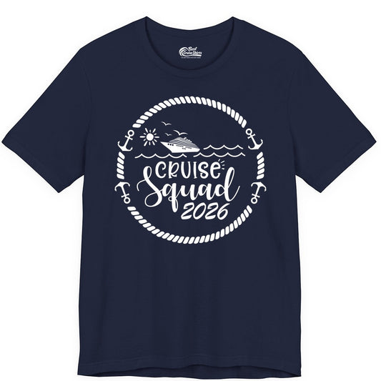 Cruise Squad 2026 Shirt - Family Cruise Shirt Group Apparel (Premium Tee) in Navy - Cruise Squad 2026 Shirt - Nautical Rope Anchor Family Group Tee