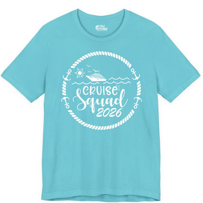 Cruise Squad 2026 Shirt - Family Cruise Shirt Group Apparel (Premium Tee) in Turquoise - Cruise Squad 2026 Shirt - Nautical Rope Anchor Family Group Tee