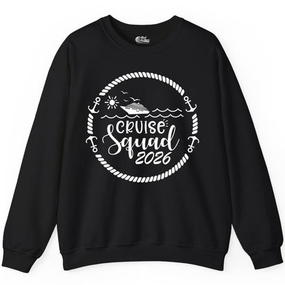 Cruise Squad 2026 Shirt - Family Cruise Shirt Group Apparel (Sweatshirt) in Black - Cruise Squad 2026 Shirt - Nautical Rope Anchor Family Group Tee