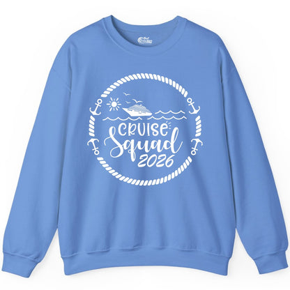 Cruise Squad 2026 Shirt - Family Cruise Shirt Group Apparel (Sweatshirt) in Carolina Blue - Cruise Squad 2026 Shirt - Nautical Rope Anchor Family Group Tee