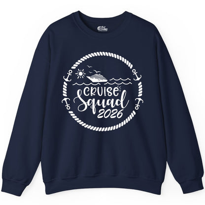 Cruise Squad 2026 Shirt - Family Cruise Shirt Group Apparel (Sweatshirt) in Navy - Cruise Squad 2026 Shirt - Nautical Rope Anchor Family Group Tee