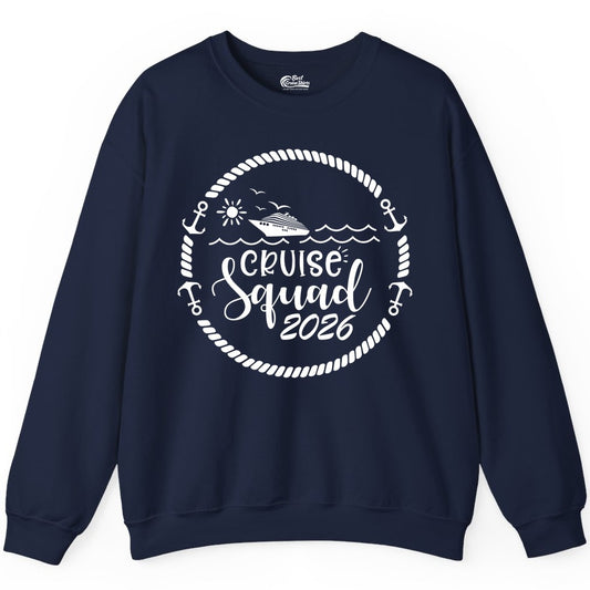Cruise Squad 2026 Shirt - Family Cruise Shirt Group Apparel (Sweatshirt) in Navy - Cruise Squad 2026 Shirt - Nautical Rope Anchor Family Group Tee