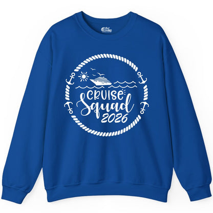 Cruise Squad 2026 Shirt - Family Cruise Shirt Group Apparel (Sweatshirt) in Royal - Cruise Squad 2026 Shirt - Nautical Rope Anchor Family Group Tee