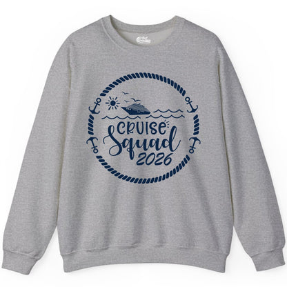 Cruise Squad 2026 Shirt - Family Cruise Shirt Group Apparel (Sweatshirt) in Sport Grey - Cruise Squad 2026 Shirt - Nautical Rope Anchor Family Group Tee