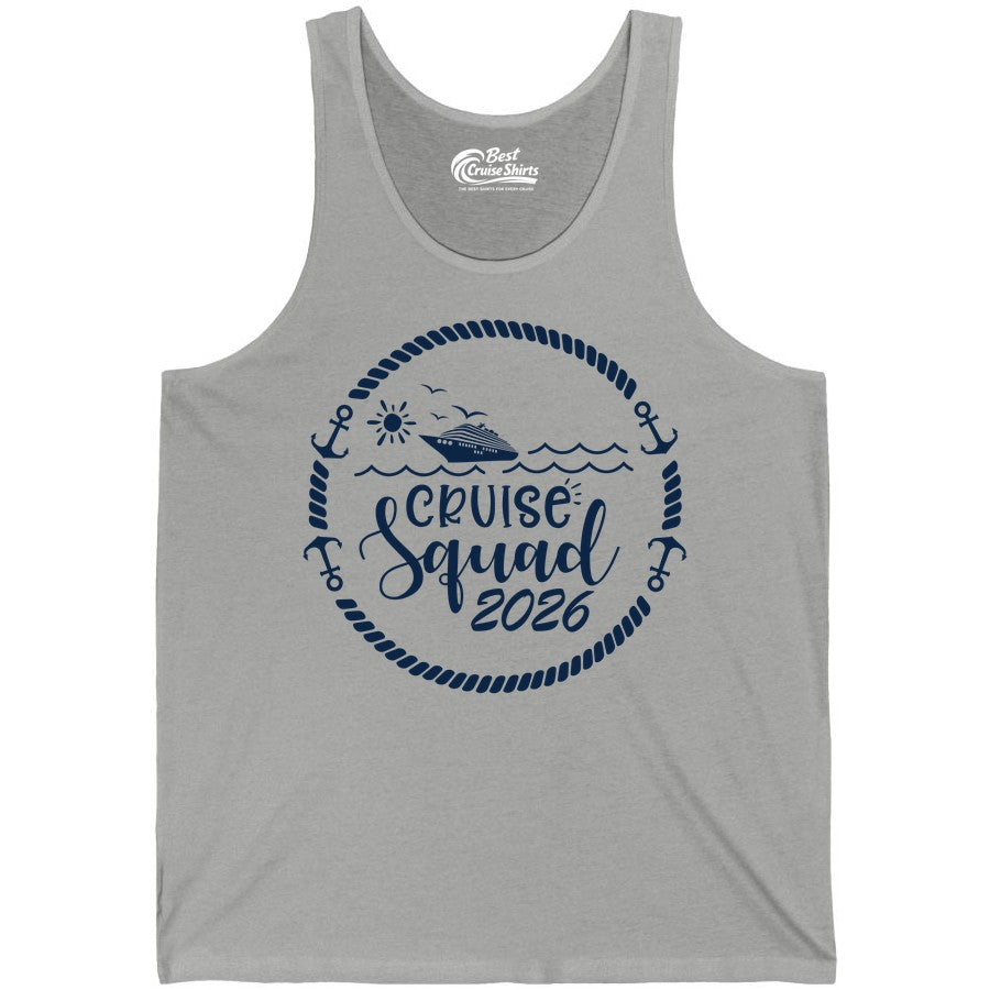 Cruise Squad 2026 Shirt - Family Cruise Shirt Group Apparel (Tank Top) in Athletic Heather - Cruise Squad 2026 Shirt - Nautical Rope Anchor Family Group Tee