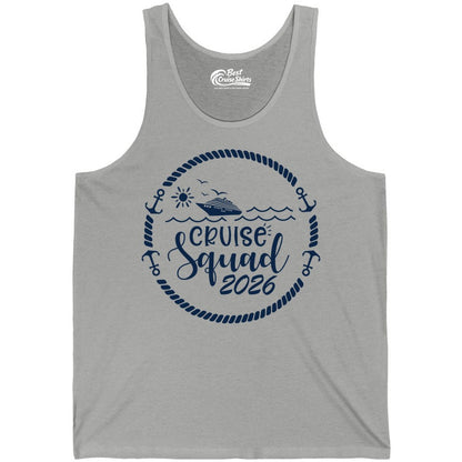 Cruise Squad 2026 Shirt - Family Cruise Shirt Group Apparel (Tank Top) in Athletic Heather - Cruise Squad 2026 Shirt - Nautical Rope Anchor Family Group Tee