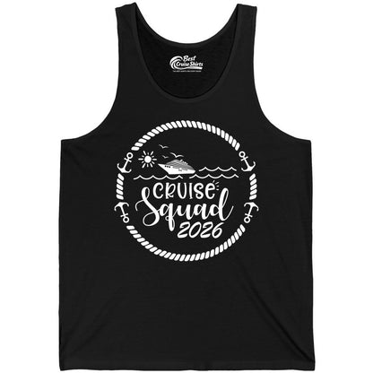 Cruise Squad 2026 Shirt - Family Cruise Shirt Group Apparel (Tank Top) in Black - Cruise Squad 2026 Shirt - Nautical Rope Anchor Family Group Tee