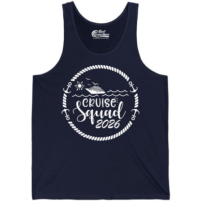 Cruise Squad 2026 Shirt - Family Cruise Shirt Group Apparel (Tank Top) in Navy - Cruise Squad 2026 Shirt - Nautical Rope Anchor Family Group Tee