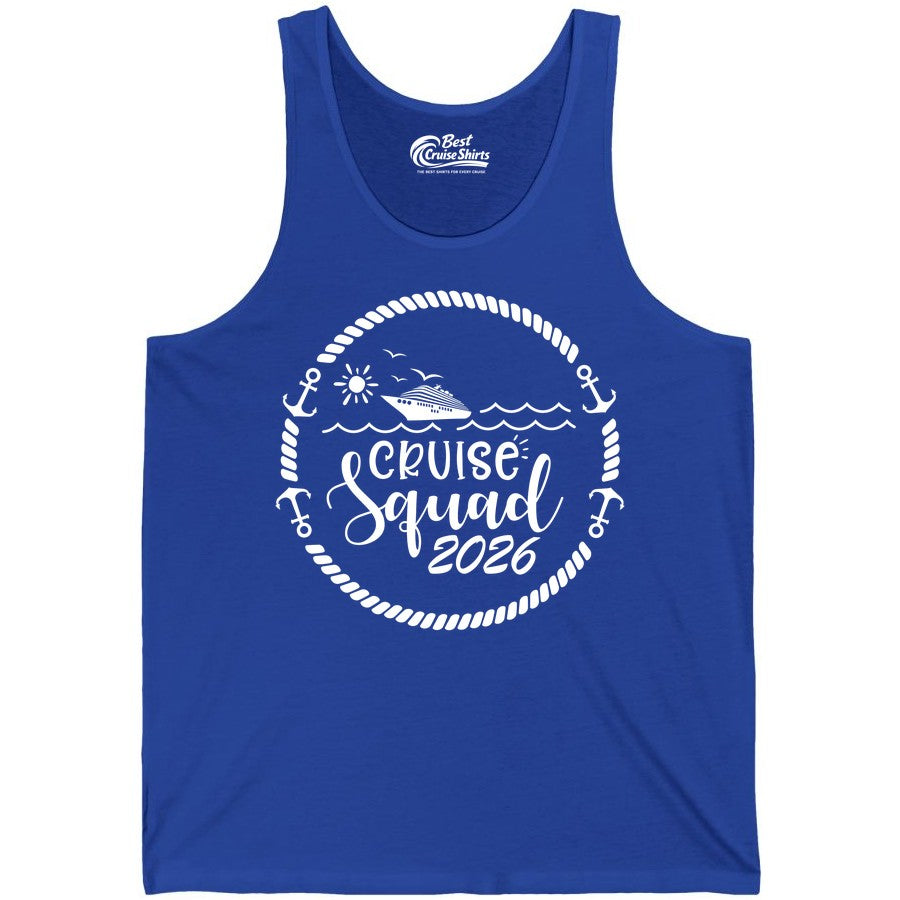 Cruise Squad 2026 Shirt - Family Cruise Shirt Group Apparel (Tank Top) in True Royal - Cruise Squad 2026 Shirt - Nautical Rope Anchor Family Group Tee