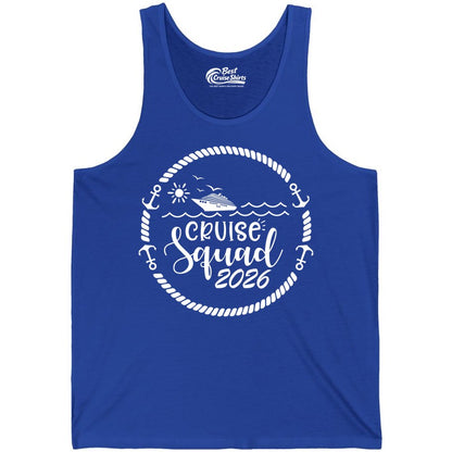 Cruise Squad 2026 Shirt - Family Cruise Shirt Group Apparel (Tank Top) in True Royal - Cruise Squad 2026 Shirt - Nautical Rope Anchor Family Group Tee