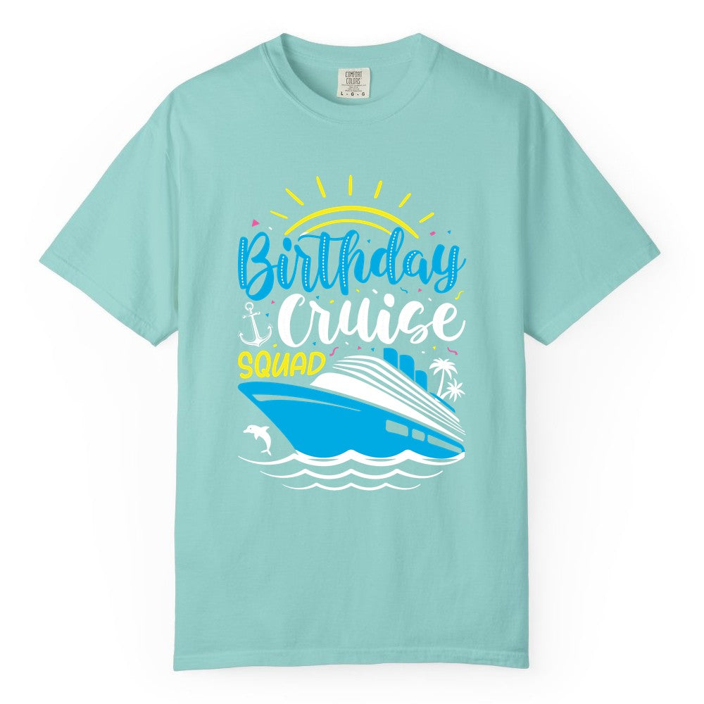 Birthday Cruise Squad Shirts - Fun Cruise Birthday Party Apparel (Comfort Color) in Chalky Mint - Birthday Cruise Squad Nautical Party Shirt for Group Celebrations
