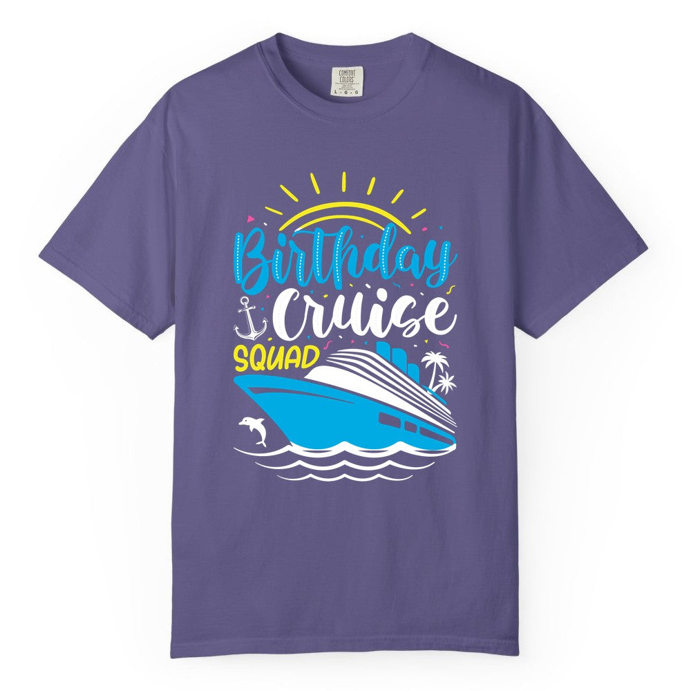 Birthday Cruise Squad Shirts - Fun Cruise Birthday Party Apparel (Comfort Color) in Grape - Birthday Cruise Squad Nautical Party Shirt for Group Celebrations