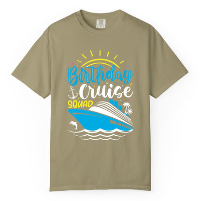 Birthday Cruise Squad Shirts - Fun Cruise Birthday Party Apparel (Comfort Color) in Khaki - Birthday Cruise Squad Nautical Party Shirt for Group Celebrations