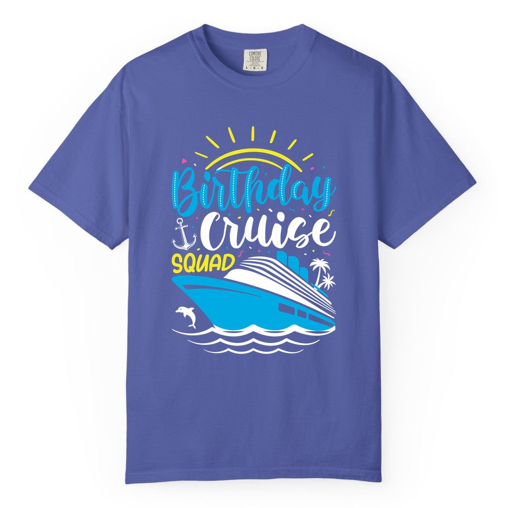 Birthday Cruise Squad Shirts - Fun Cruise Birthday Party Apparel (Comfort Color) in Periwinkle - Birthday Cruise Squad Nautical Party Shirt for Group Celebrations