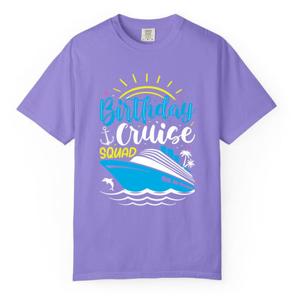 Birthday Cruise Squad Shirts - Fun Cruise Birthday Party Apparel (Comfort Color) in Violet - Birthday Cruise Squad Nautical Party Shirt for Group Celebrations