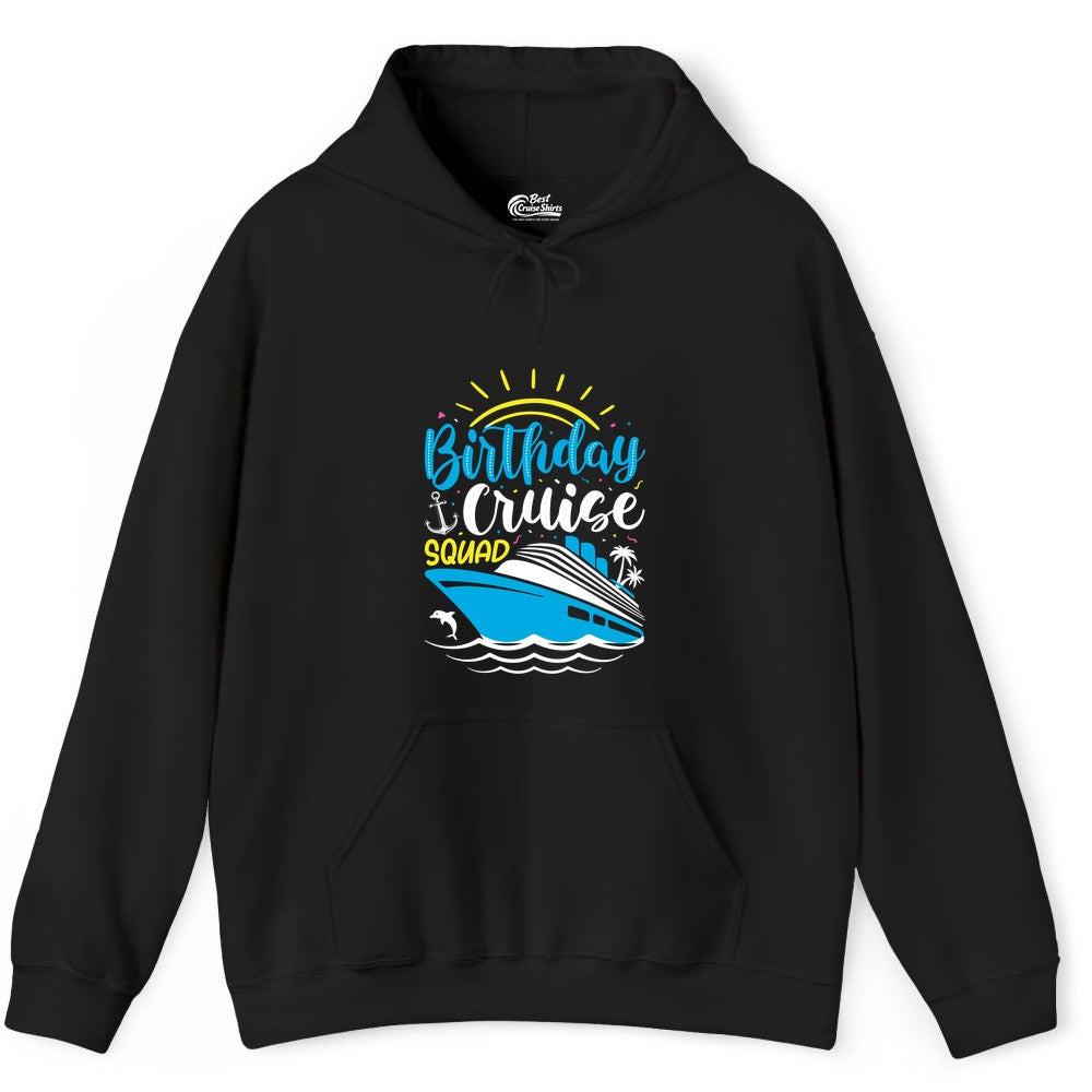 Birthday Cruise Squad Shirts - Fun Cruise Birthday Party Apparel (Hoodie) in Black - Birthday Cruise Squad Nautical Party Shirt for Group Celebrations