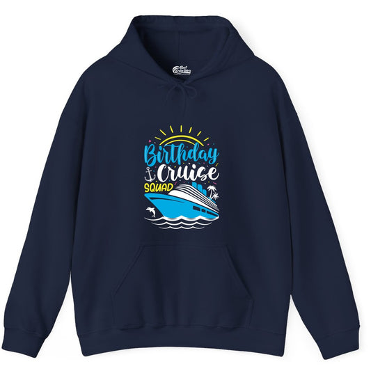 Birthday Cruise Squad Shirts - Fun Cruise Birthday Party Apparel (Hoodie) in Navy - Birthday Cruise Squad Nautical Party Shirt for Group Celebrations