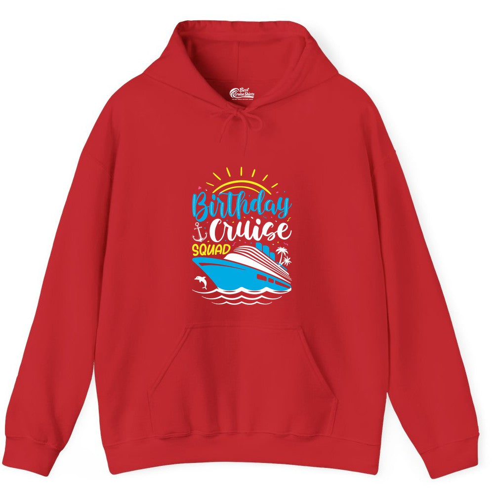 Birthday Cruise Squad Shirts - Fun Cruise Birthday Party Apparel (Hoodie) in Red - Birthday Cruise Squad Nautical Party Shirt for Group Celebrations