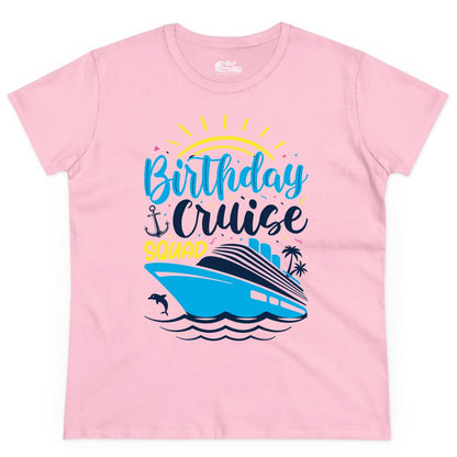 Birthday Cruise Squad Shirts - Fun Cruise Birthday Party Apparel (Ladies Tee) in Light Pink - Birthday Cruise Squad Nautical Party Shirt for Group Celebrations
