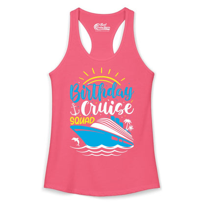 Birthday Cruise Squad Shirts - Fun Cruise Birthday Party Apparel (Ladies Tank) in Hot Pink - Birthday Cruise Squad Nautical Party Shirt for Group Celebrations