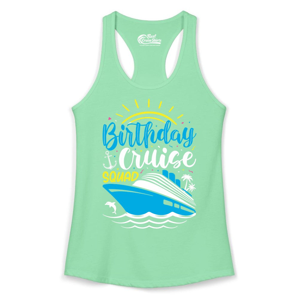 Birthday Cruise Squad Shirts - Fun Cruise Birthday Party Apparel (Ladies Tank) in Solid Mint - Birthday Cruise Squad Nautical Party Shirt for Group Celebrations