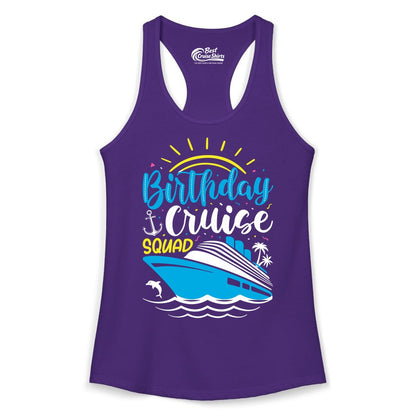 Birthday Cruise Squad Shirts - Fun Cruise Birthday Party Apparel (Ladies Tank) in Solid Purple Rush - Birthday Cruise Squad Nautical Party Shirt for Group Celebrations