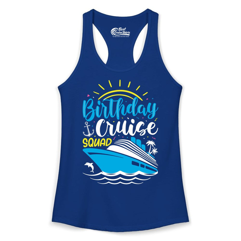 Birthday Cruise Squad Shirts - Fun Cruise Birthday Party Apparel (Ladies Tank) in Solid Royal - Birthday Cruise Squad Nautical Party Shirt for Group Celebrations