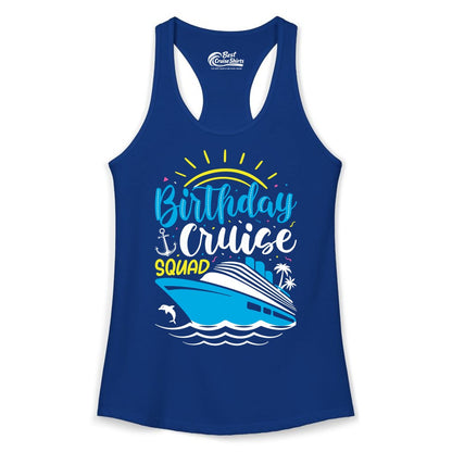 Birthday Cruise Squad Shirts - Fun Cruise Birthday Party Apparel (Ladies Tank) in Solid Royal - Birthday Cruise Squad Nautical Party Shirt for Group Celebrations