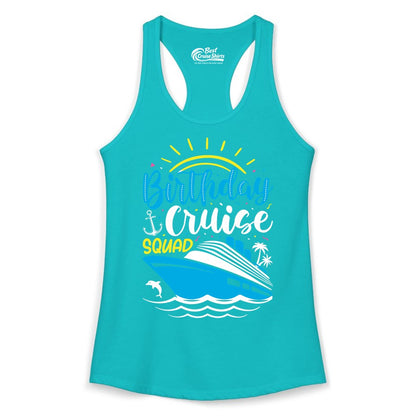 Birthday Cruise Squad Shirts - Fun Cruise Birthday Party Apparel (Ladies Tank) in Tahiti Blue - Birthday Cruise Squad Nautical Party Shirt for Group Celebrations