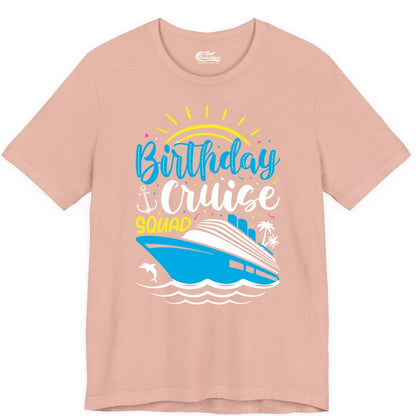 Birthday Cruise Squad Shirts - Fun Cruise Birthday Party Apparel (Premium Tee) in Peach - Birthday Cruise Squad Nautical Party Shirt for Group Celebrations
