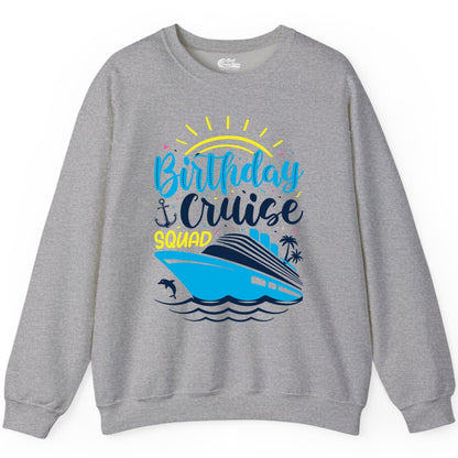 Birthday Cruise Squad Shirts - Fun Cruise Birthday Party Apparel (Sweatshirt) in Sport Grey - Birthday Cruise Squad Nautical Party Shirt for Group Celebrations