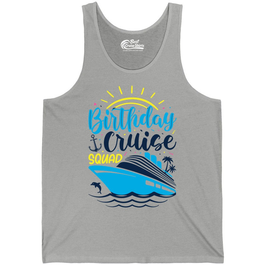 Birthday Cruise Squad Shirts - Fun Cruise Birthday Party Apparel (Tank Top) in Athletic Heather - Birthday Cruise Squad Nautical Party Shirt for Group Celebrations