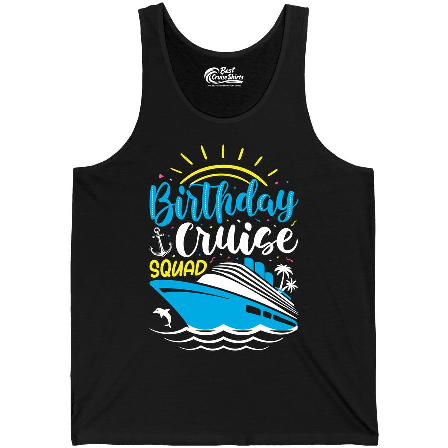 Birthday Cruise Squad Shirts - Fun Cruise Birthday Party Apparel (Tank Top) in Black - Birthday Cruise Squad Nautical Party Shirt for Group Celebrations