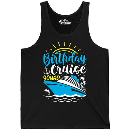 Birthday Cruise Squad Shirts - Fun Cruise Birthday Party Apparel (Tank Top) in Black - Birthday Cruise Squad Nautical Party Shirt for Group Celebrations