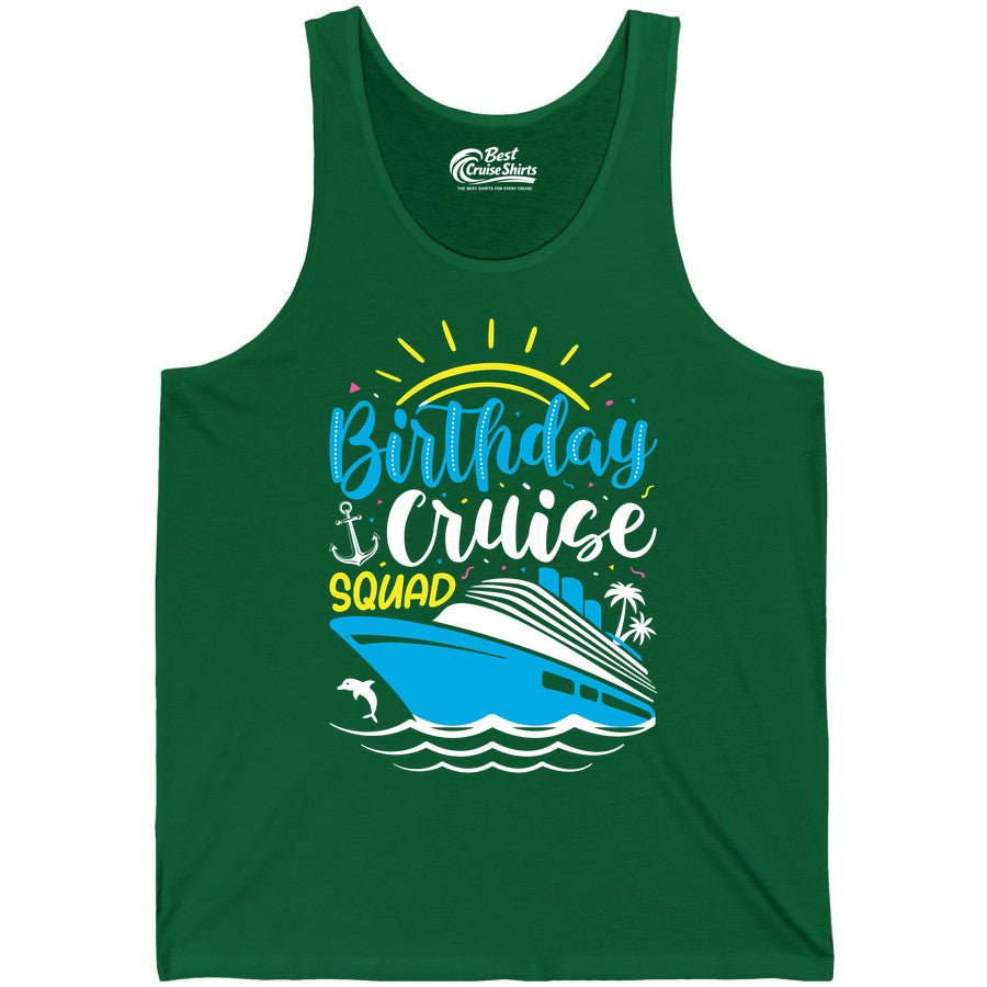 Birthday Cruise Squad Shirts - Fun Cruise Birthday Party Apparel (Tank Top) in Kelly - Birthday Cruise Squad Nautical Party Shirt for Group Celebrations