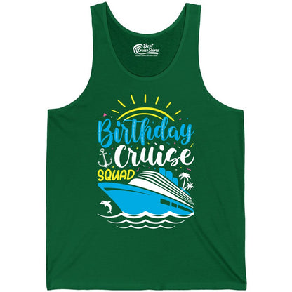 Birthday Cruise Squad Shirts - Fun Cruise Birthday Party Apparel (Tank Top) in Kelly - Birthday Cruise Squad Nautical Party Shirt for Group Celebrations