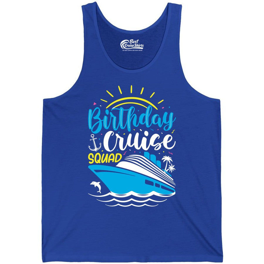 Birthday Cruise Squad Shirts - Fun Cruise Birthday Party Apparel (Tank Top) in True Royal - Birthday Cruise Squad Nautical Party Shirt for Group Celebrations