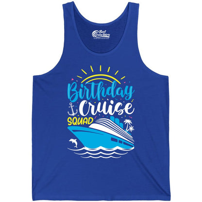 Birthday Cruise Squad Shirts - Fun Cruise Birthday Party Apparel (Tank Top) in True Royal - Birthday Cruise Squad Nautical Party Shirt for Group Celebrations
