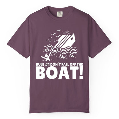 Funny Cruise Shirt - Humorous Sinking Ship Nautical Joke Tee (Comfort Color) in Berry - Funny Cruise Ship Safety Warning Sinking Boat Cartoon Shirt