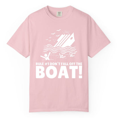 Funny Cruise Shirt - Humorous Sinking Ship Nautical Joke Tee (Comfort Color) in Blossom - Funny Cruise Ship Safety Warning Sinking Boat Cartoon Shirt